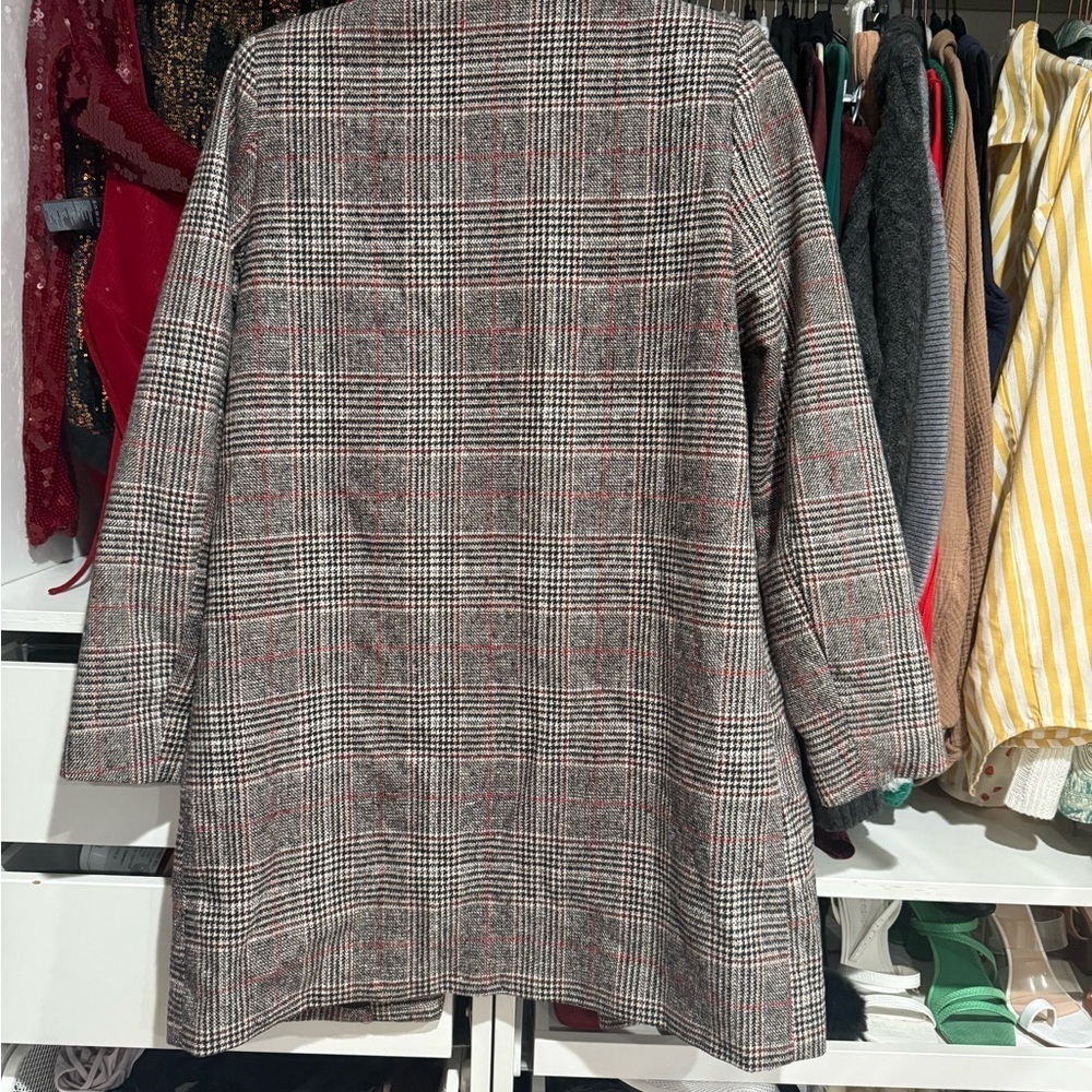 Grey plaid print coat - Picture 2 of 3